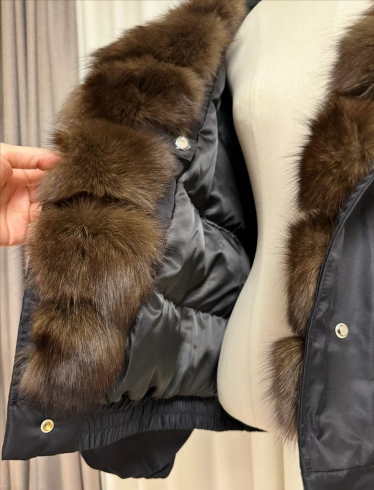 (새상품) 세이블 폭스퍼 구스다운 패딩야상 항공점퍼 (수입/블랙)--9