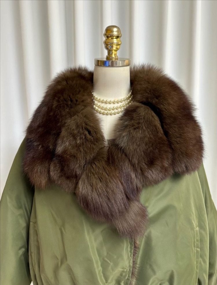 (새상품) 세이블 폭스퍼 구스다운 패딩야상 항공점퍼 (수입/카키)--5