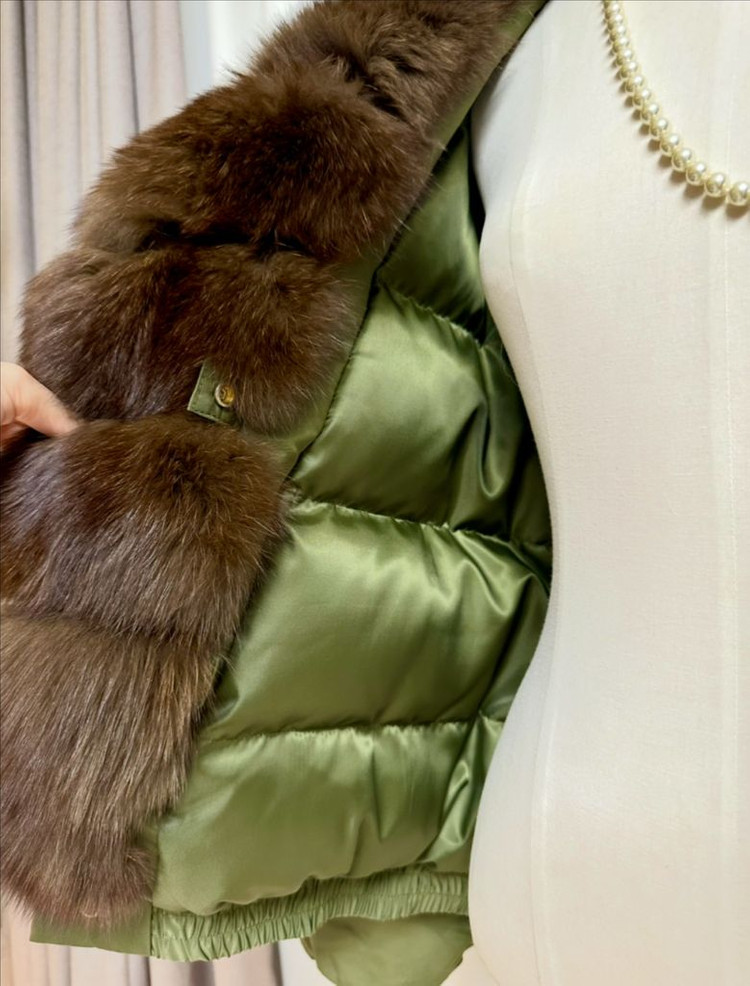 (새상품) 세이블 폭스퍼 구스다운 패딩야상 항공점퍼 (수입/카키)--9