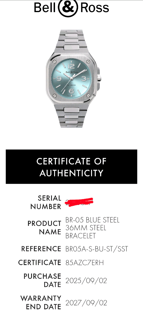 벨앤로스 BR-05 36mm 아이스 블루 스틸--4