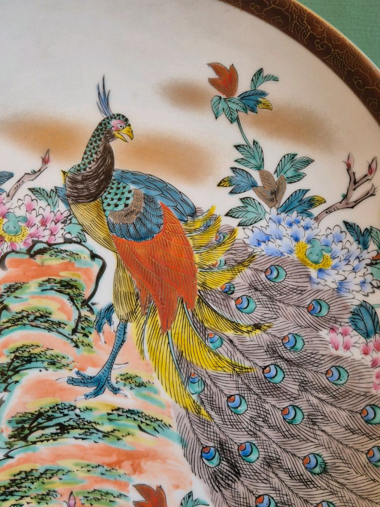 엔틱 구타니야키.화조문 대형장식 접시 이미지