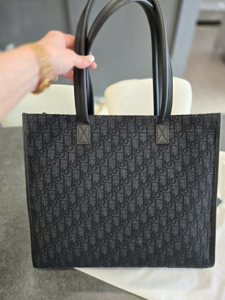 디올 오블리크 토트백 블랙--2