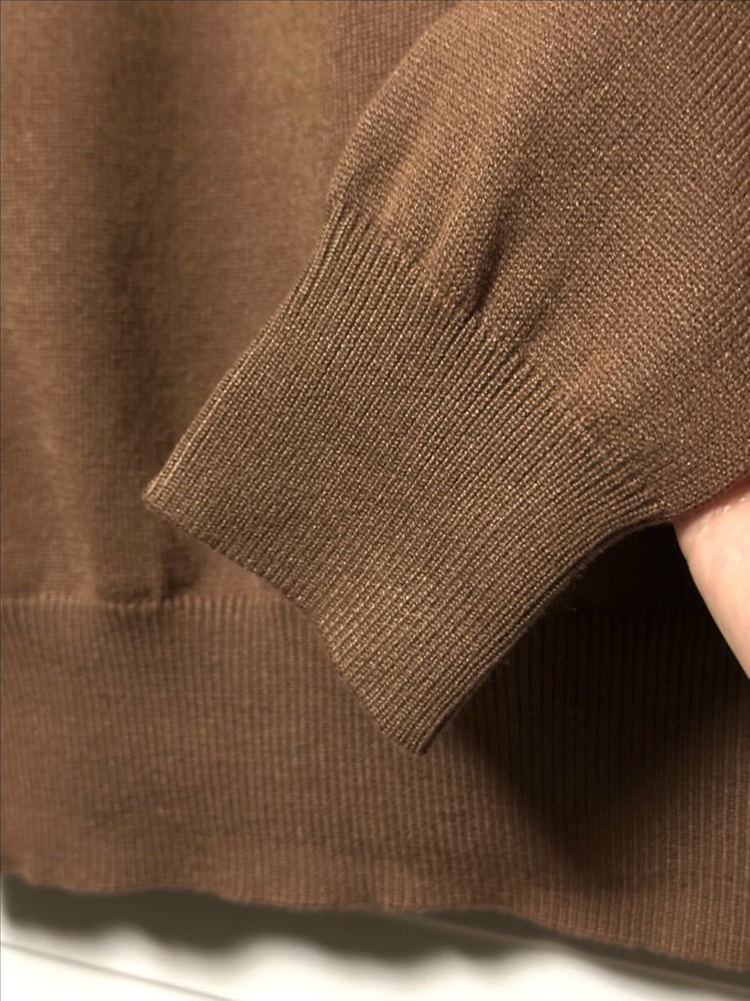 #새상품 : 국내제작 진주 장식 니트 가디건 브라운--4