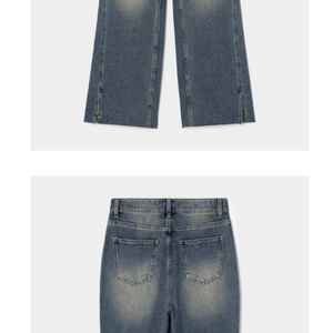 워싱디자인이 핏이 슬림하고 길어보이는 디자인.