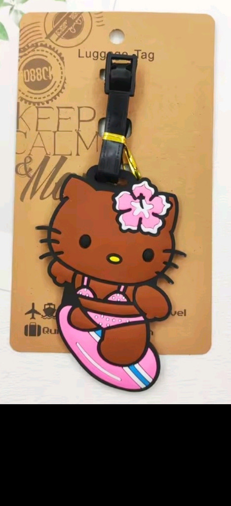 산리오 캐리어 네임택 러기지택 수하물택 태닝키티 한교동 새상품--1