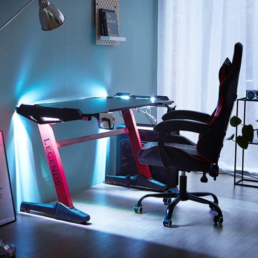 베스트리빙LED게이밍책상 레드+알루미늄 노트북스탠드거치대/엘지삼성 게이밍모니터 아이폰 아디다스 나이키 캠핑 러닝--1