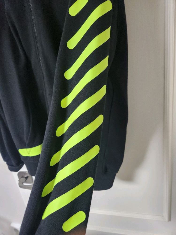 오프화이트 블랙 후드집업 네온라임 56사이즈판매 이미지