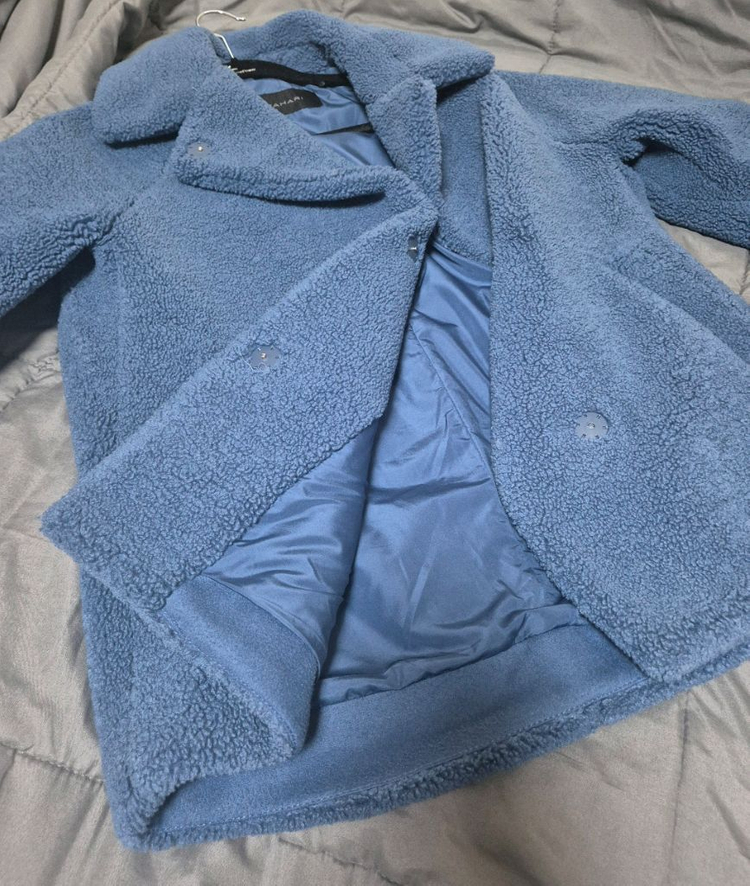 타하리 TAHARI 테디 퍼자켓 하프코트 뽀글이 블루--3