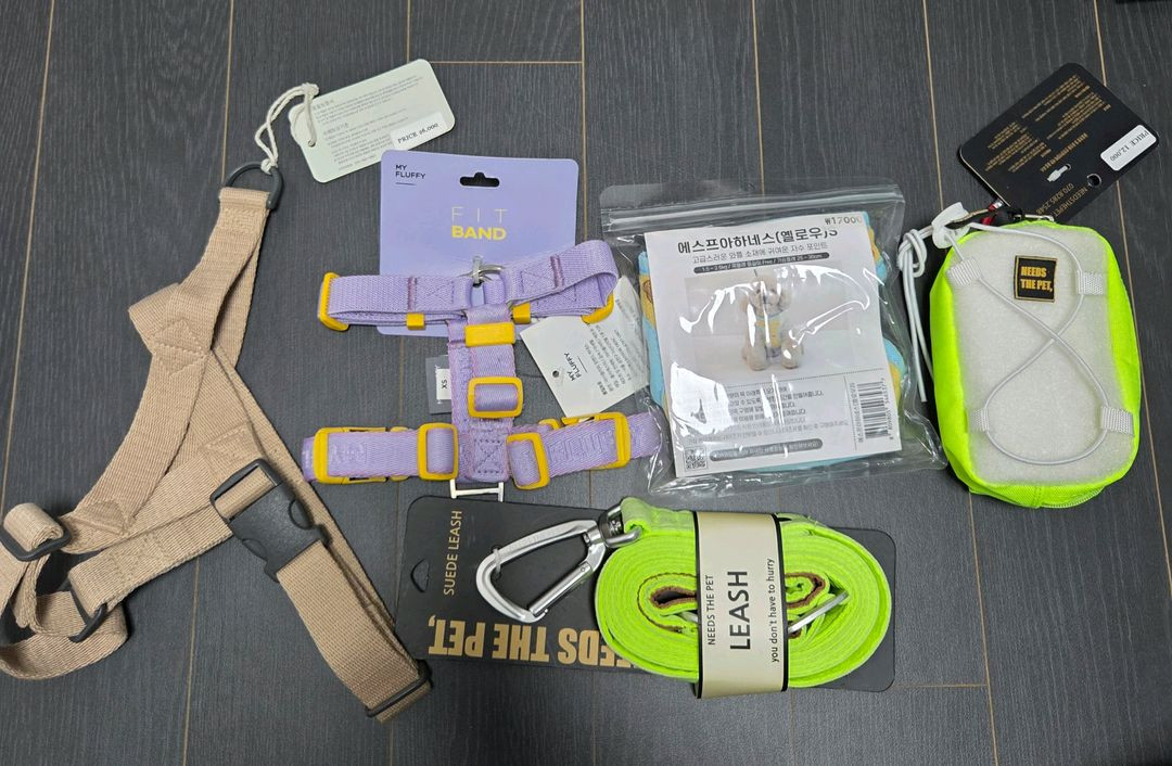 강아지 하네스,목줄,리드줄 통으로 판매합니다 :)--5