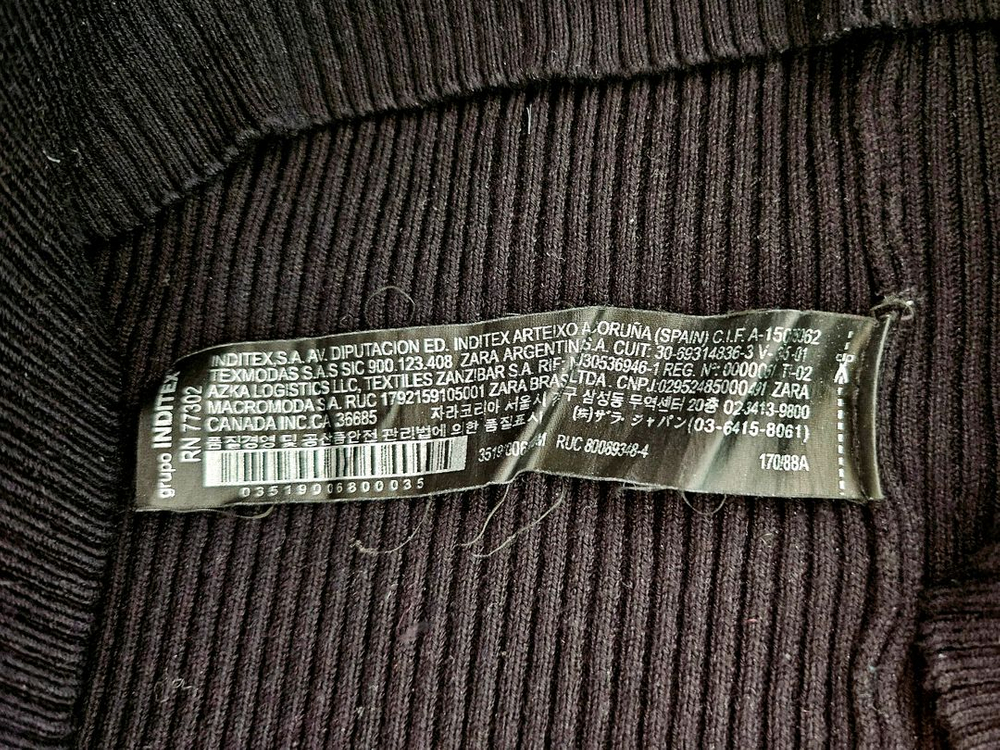 자라(ZARA) 골지 니트 리본 슬리브 탑 / 세미크롭M--7