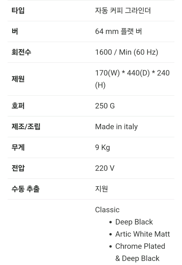 [미사용] 피오렌자또 올그라운드 커피 그라인더 화이트 이미지