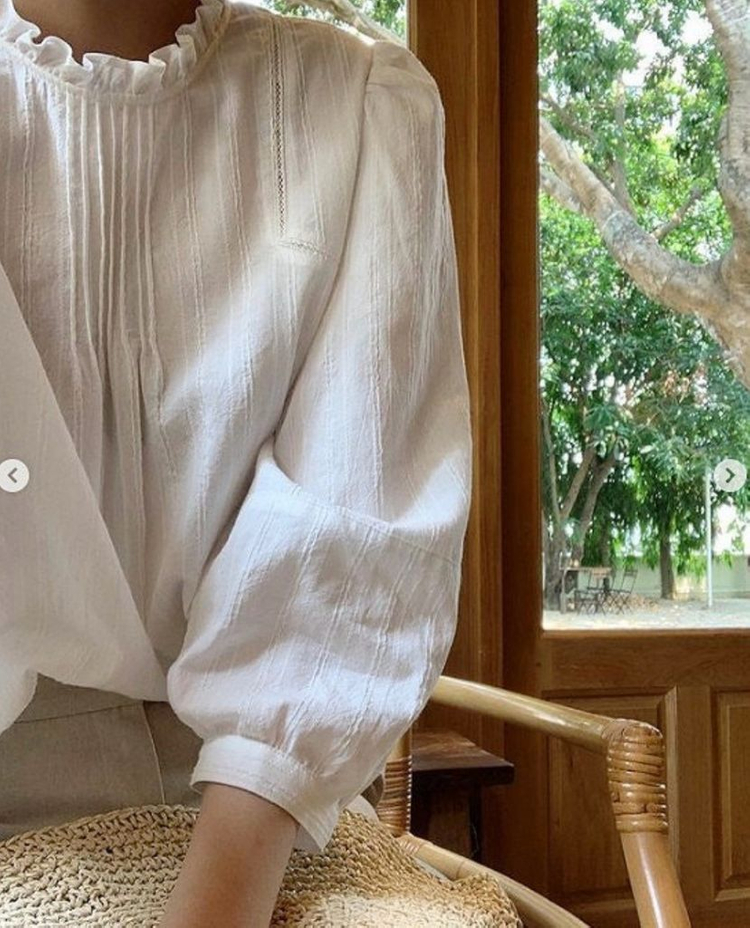 유에르 줄리 레이스 블라우스 아이보리--6