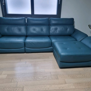 살론 네츄럴 천연 가죽 4인용 카우치 소파 이미지