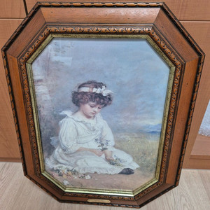 빈티지 앤틱) 꽃과 소녀 그림 액자