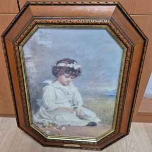 빈티지 앤틱) 꽃과 소녀 그림 액자