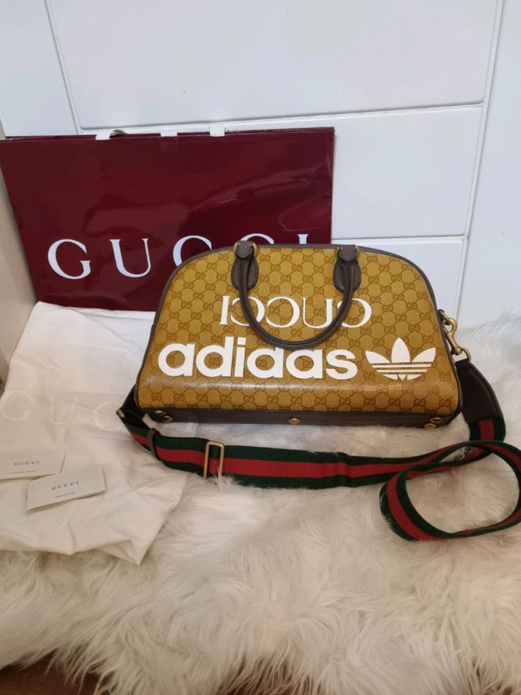 (새상품)구찌x아디다스 콜라보 미디엄 더플 토드백--8