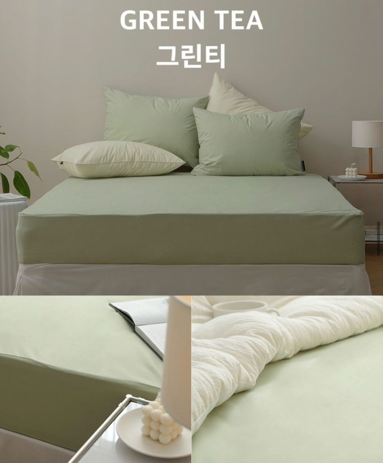 핀카 매트리스커버 SS, 방수 매트리스 커버 그린티 컬러 SS--4