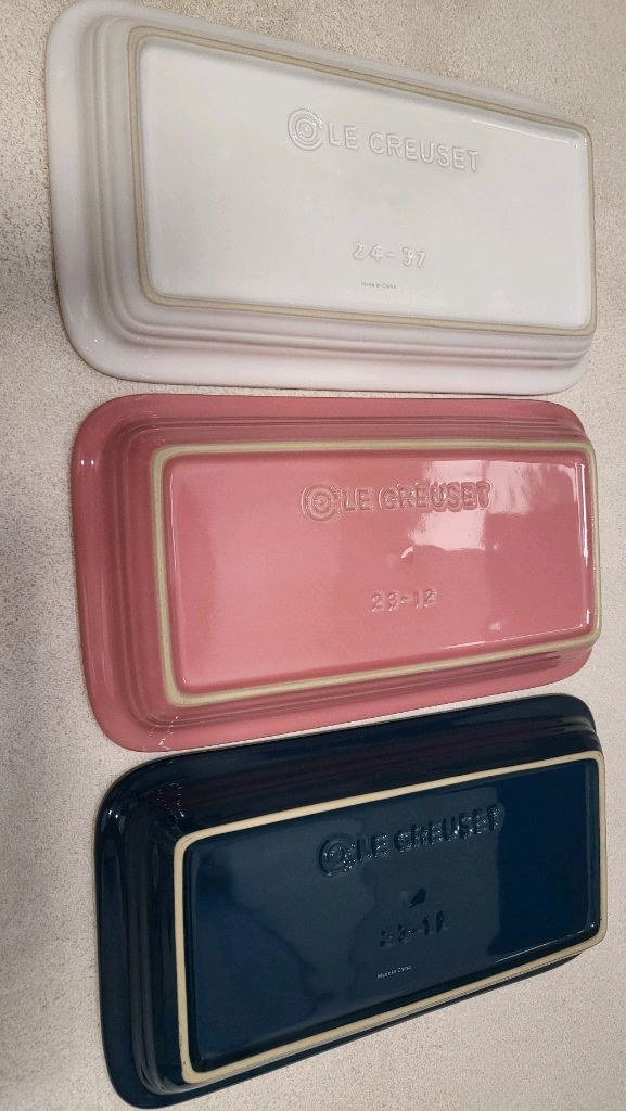 르쿠르제 직사각접시 3pcs 머랭, 로즈쿼츠, 아가베 일괄 판매--1