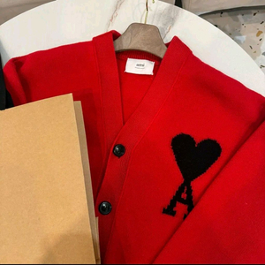 [정품] 아미 빅하트 인타르시아 가디건 레드 블랙하트