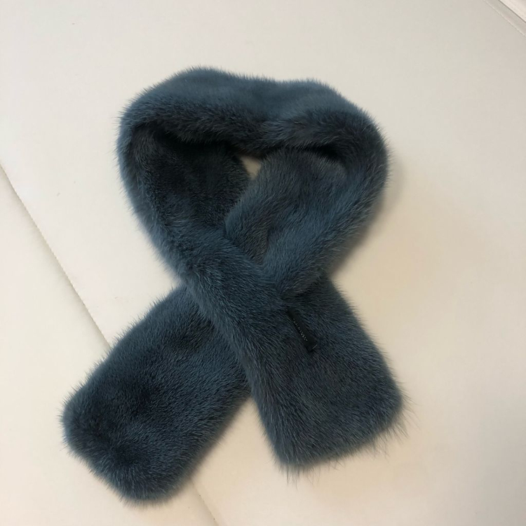 리얼 사가 밍크 퍼 목도리 머플러 청록 코트 통밍크 양면 천연밍크 이미지