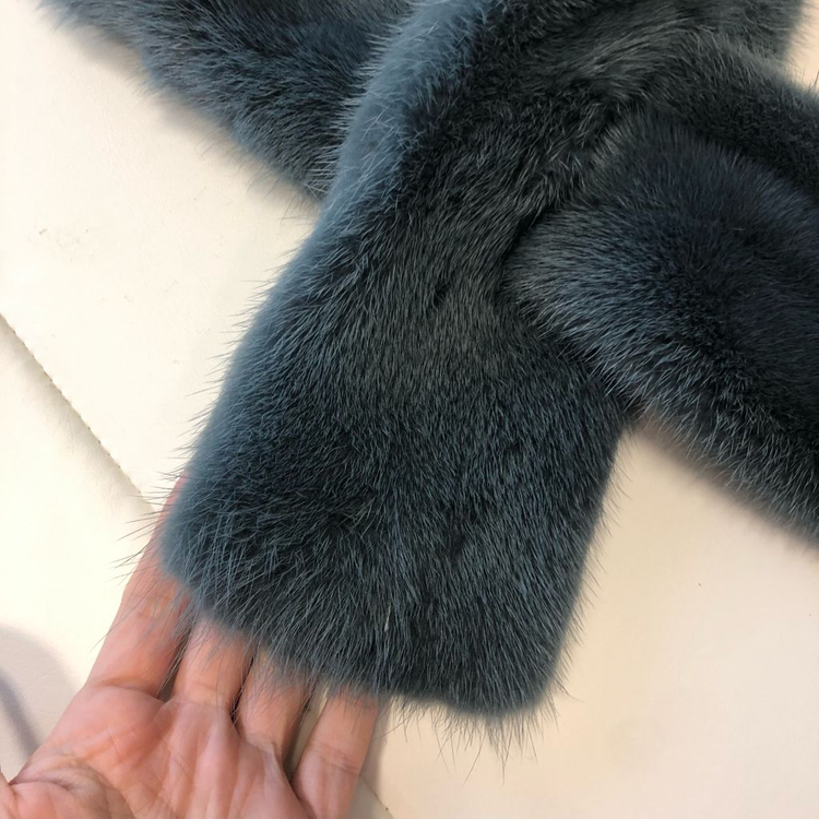 리얼 사가 밍크 퍼 목도리 머플러 청록 코트 통밍크 양면 천연밍크 이미지