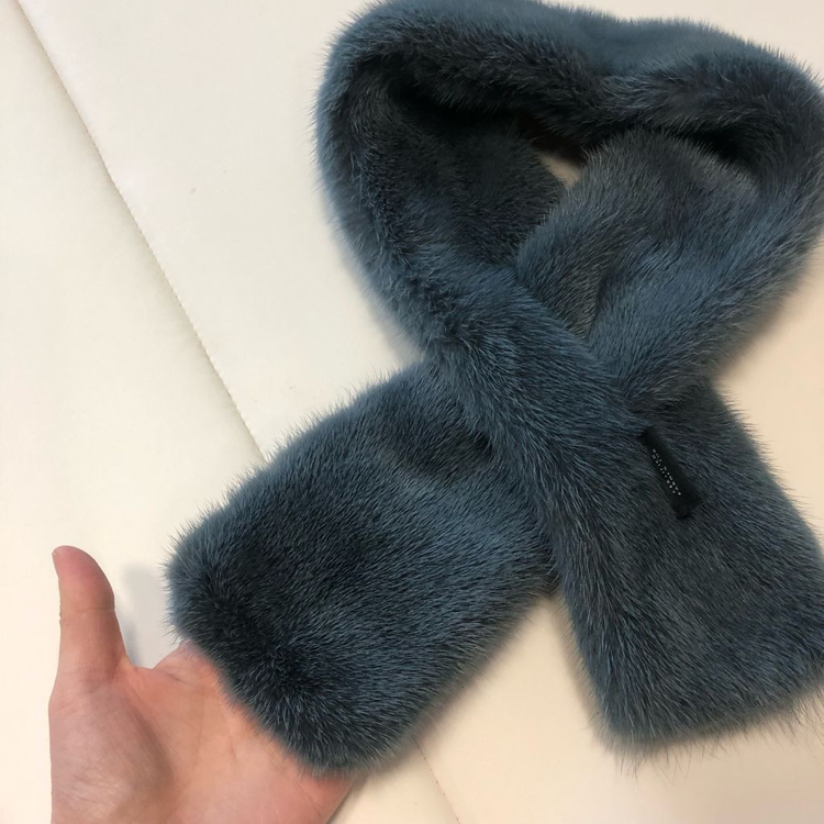 리얼 사가 밍크 퍼 목도리 머플러 청록 코트 통밍크 양면 천연밍크 이미지