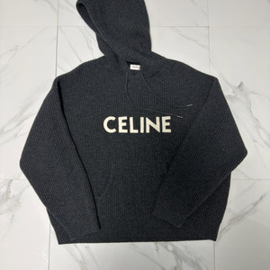 새상품 25SS 셀린느 리브드 울 후드티 M 차콜 이미지