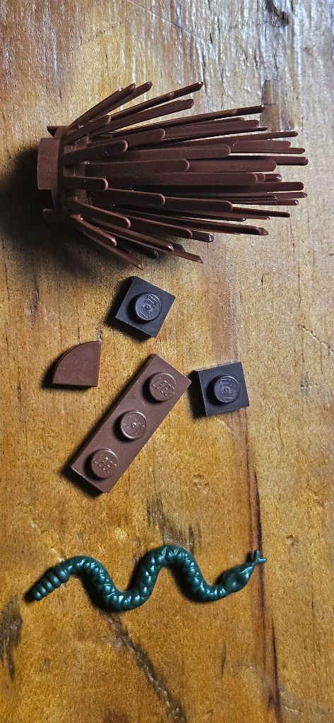 레고 브라운 솔방울 & 그린 뱀 부품--1