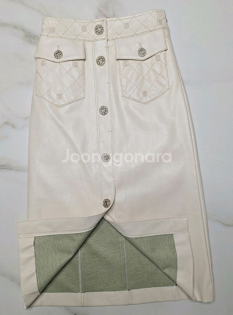 에고이스트 퀄팅장식 레더스커트--3