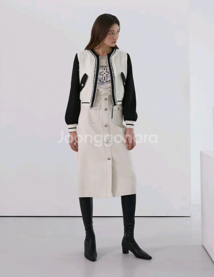 에고이스트 퀄팅장식 레더스커트--8