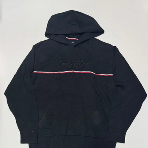 타미힐피거 스펠로고 코튼 니트 후드티 L 블랙