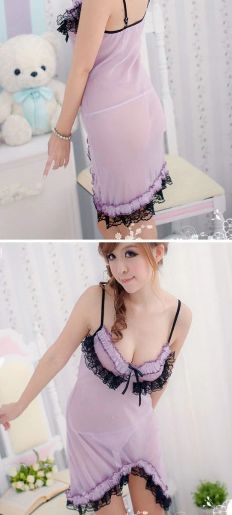 2종*퍼플 레이스 시스루 슬립 44~66 티팬티 2종 이미지