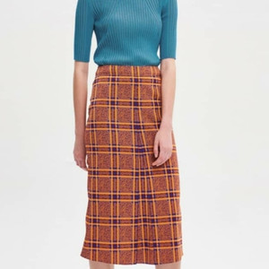 타임 time 체크 인타르시아 스커트 66 사이즈 정품 이미지