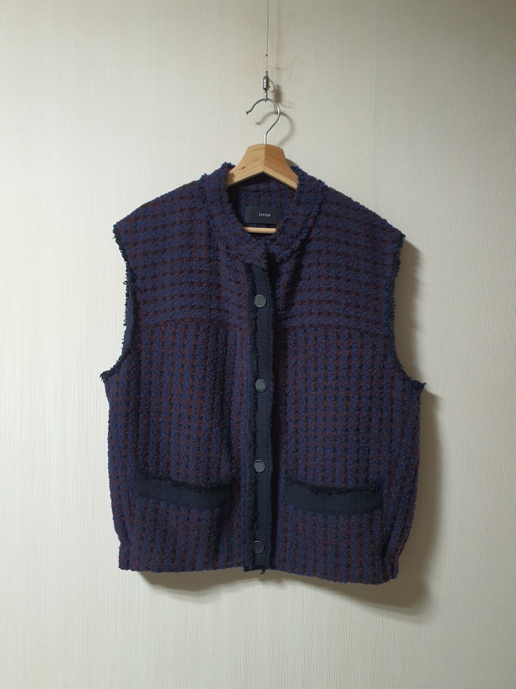 시스템 system 트위드 베스트 66사이즈 정품--3