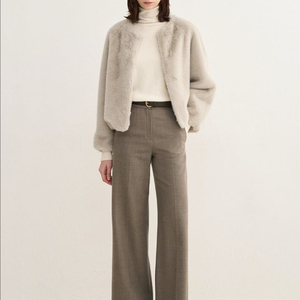 sjsj 페이크퍼 텍스처 칼라리스 자켓