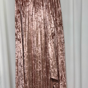 [새상품] 벨벳 플리츠 롱 스커트 핑크