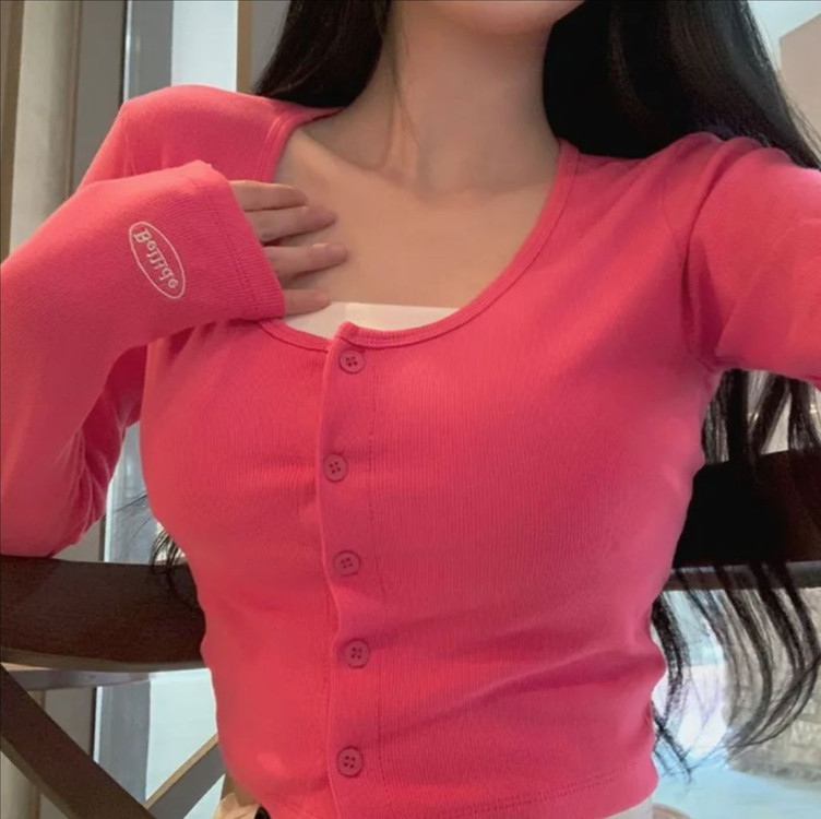 에이블리 베이델리 멜팅 유넥 골지 크롭 긴팔 가디건--3