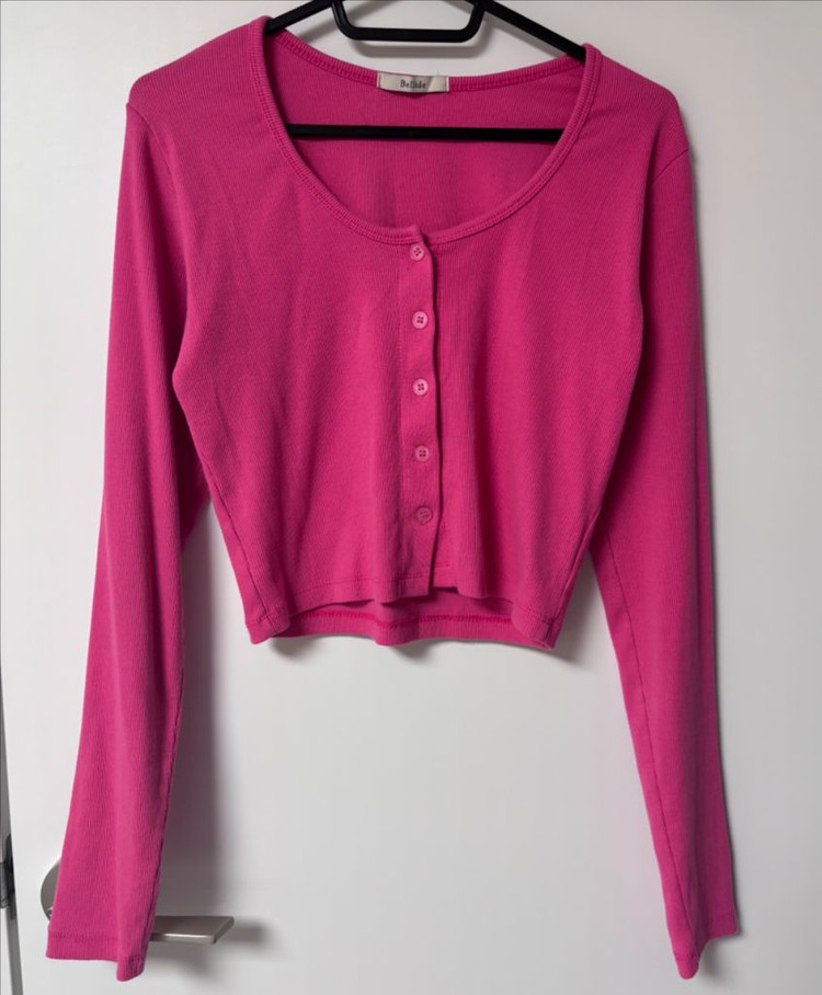 에이블리 베이델리 멜팅 유넥 골지 크롭 긴팔 가디건--4