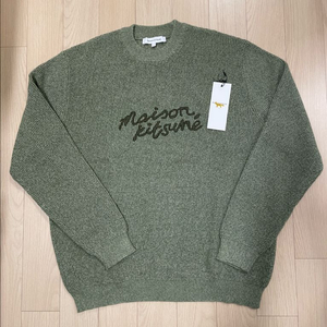 [거의 새제품] 메종키츠네 핸드라이팅 로고 니트 그린 L