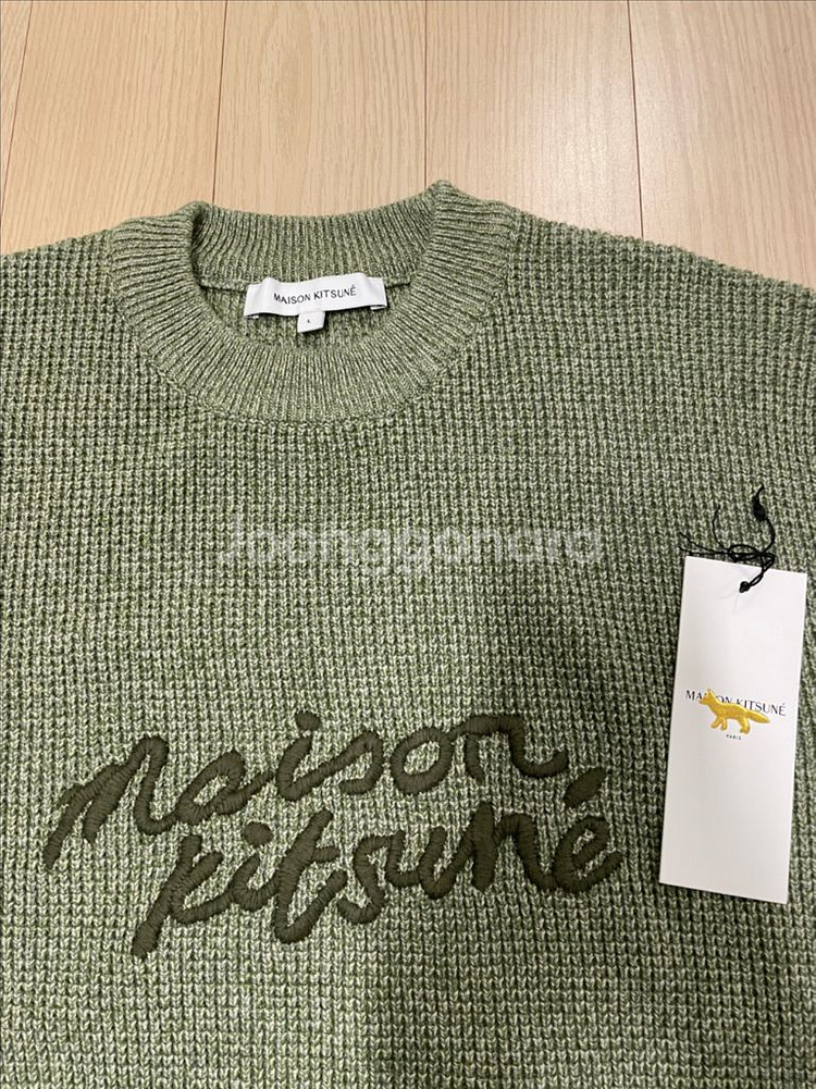 [거의 새제품] 메종키츠네 핸드라이팅 로고 니트 그린 L--1
