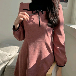 빅사이즈 스퀘어넥 원피스 핑크