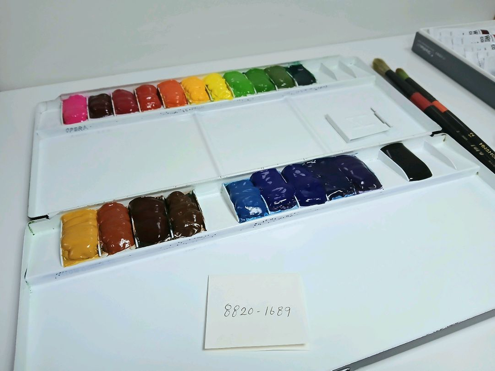 택포 수채화풀세트, 신한 수채화 물감+팔레트+화홍/토요 붓2종 이미지