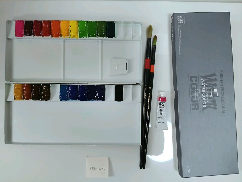 택포 수채화풀세트, 신한 수채화 물감+팔레트+화홍/토요 붓2종 이미지