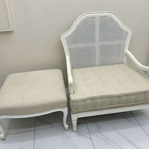 프렌치 라탄 암체어 & 스툴 세트