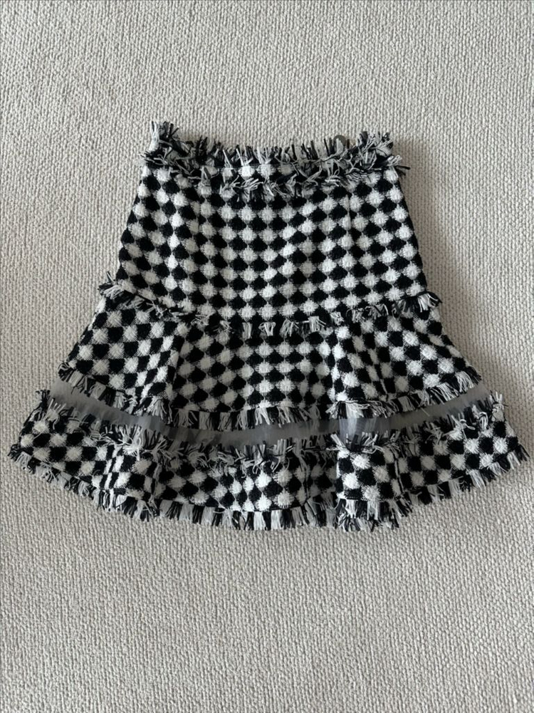 MSGM 오간자 하운드투스 트위드 스커트 새상품--3