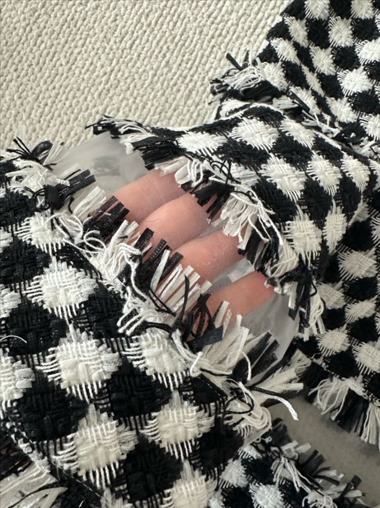 MSGM 오간자 하운드투스 트위드 스커트 새상품--4