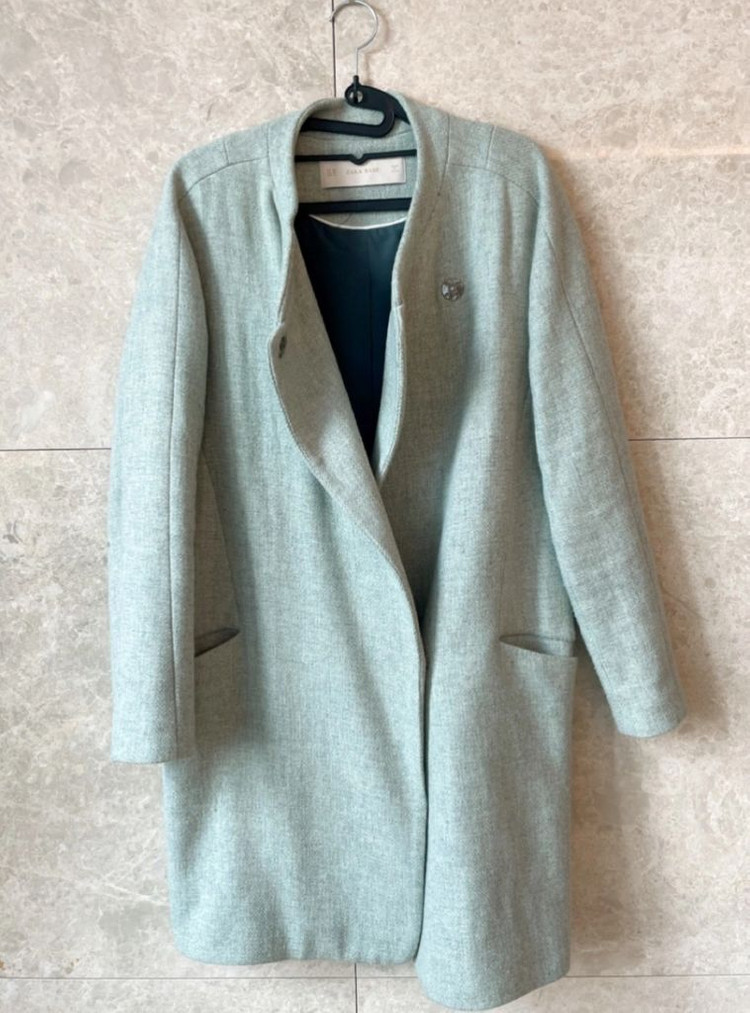 자라 민트 트위드 자켓 코트 xs--1