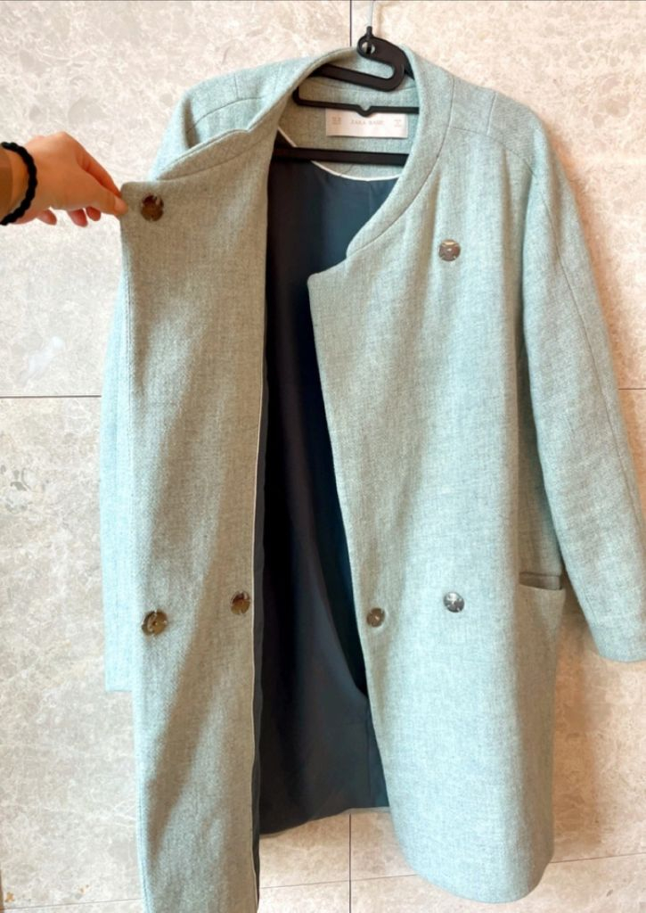 자라 민트 트위드 자켓 코트 xs--2