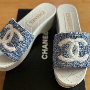 샤넬 트위드 CC 슬리퍼 샌들 37