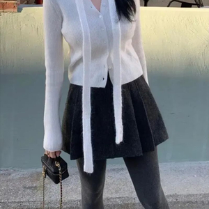 온트마켓 온트 차콜 핀턱 스커트 s